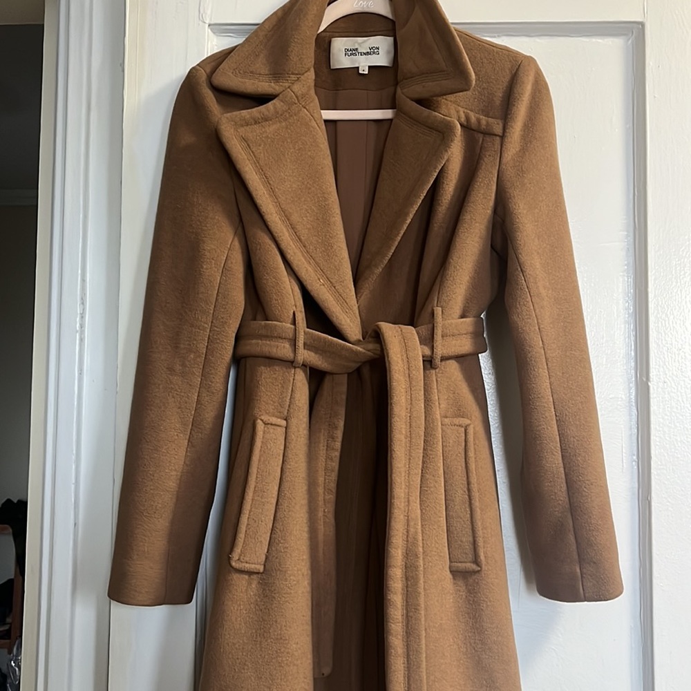 Diane Von Furstenberg Camel Wool Coat